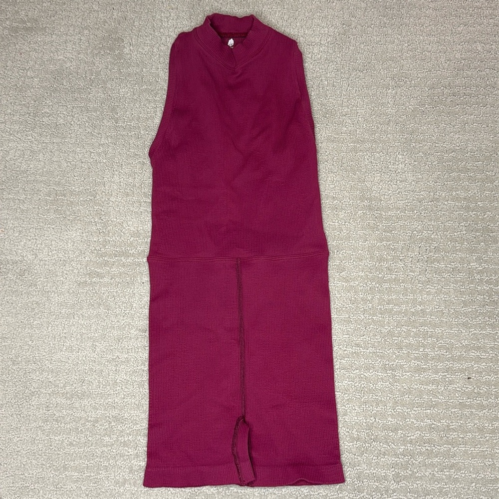 FREE PEOPLE | NWOT Happiness Runs Muscle Open Back Runsie in Black Cherry